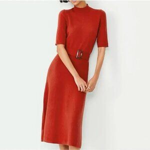 Ann Taylor Belted Mock Neck Knit Dress